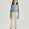 Pantalon Blanc Évasé Coton Nœuds Fille Confortable - Beige