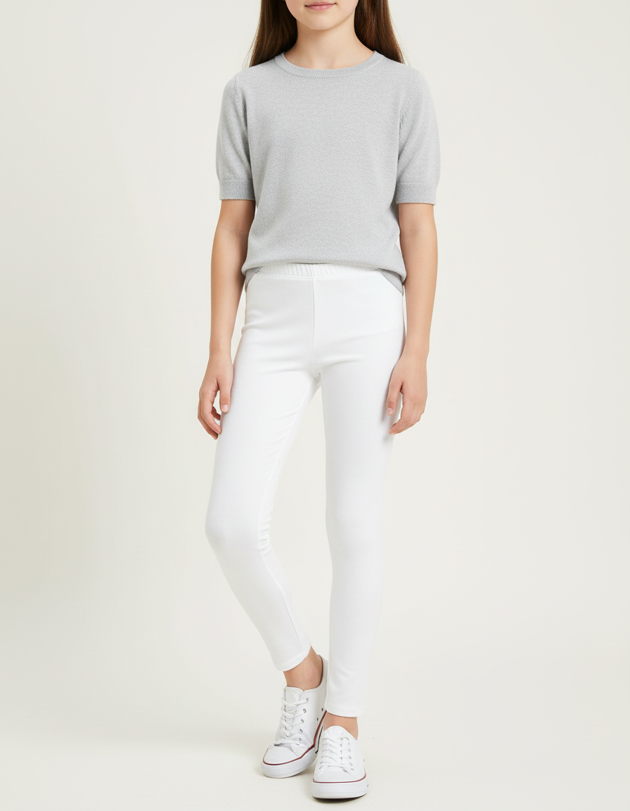 Pantalon Blanc Enfant Slim Confortable Coton