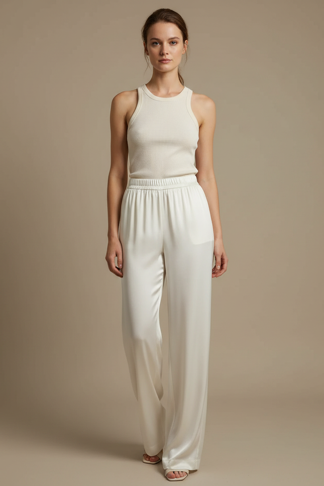 Pantalon Blanc Non Transparent - Satin
