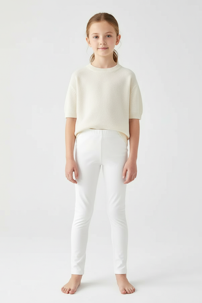 Pantalon Blanc Coton Élastique Slim Enfant - Maille