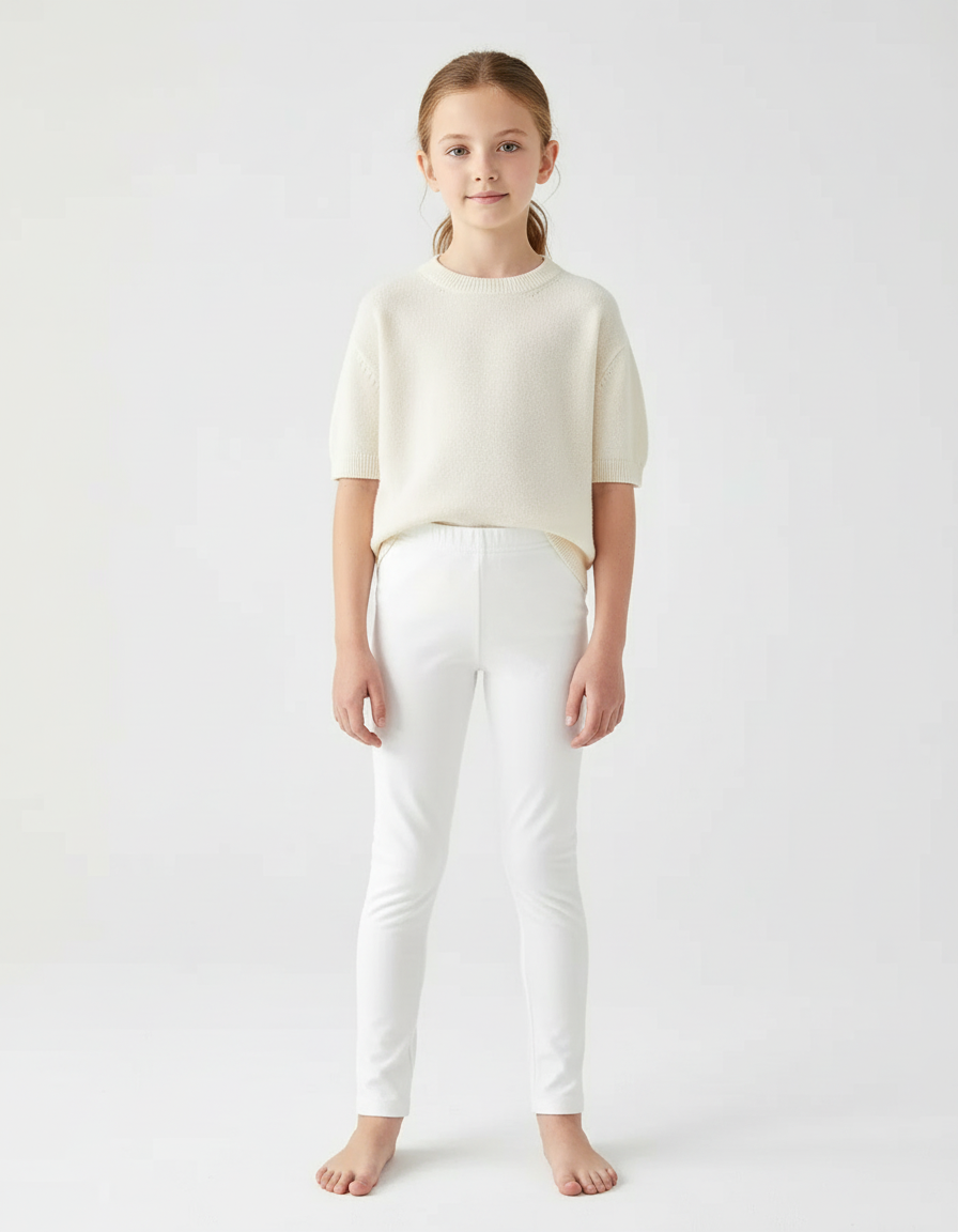 Pantalon Blanc Coton Élastique Slim Enfant - Maille