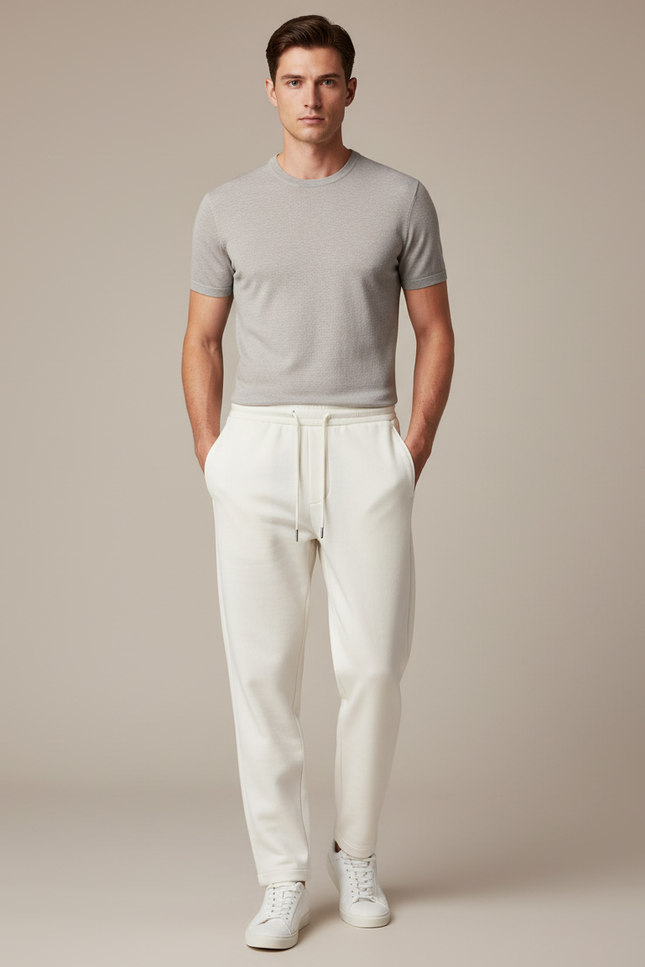 Pantalon Blanc Cordon Molletonné Confortable Décontracté Homme