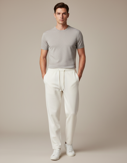Pantalon Blanc Cordon Molletonné Confortable Décontracté Homme