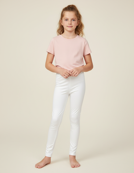 Pantalon Blanc Fille Stretch Confortable Sport Uni - Polyester