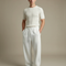 Pantalon Blanc Décontracté Large Cordon Homme Sport - Molleton