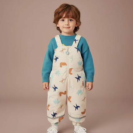 Pantalon Blanc Matelassé Enfant Imprimé Mignon Hiver - Polyester