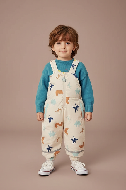 Pantalon Blanc Matelassé Enfant Imprimé Mignon Hiver - Polyester