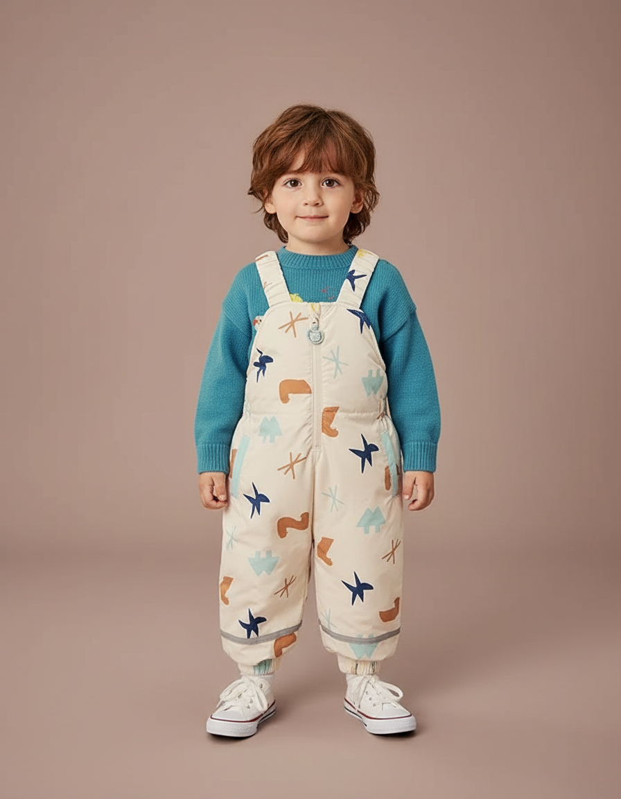 Pantalon Blanc Matelassé Enfant Imprimé Mignon Hiver - Polyester