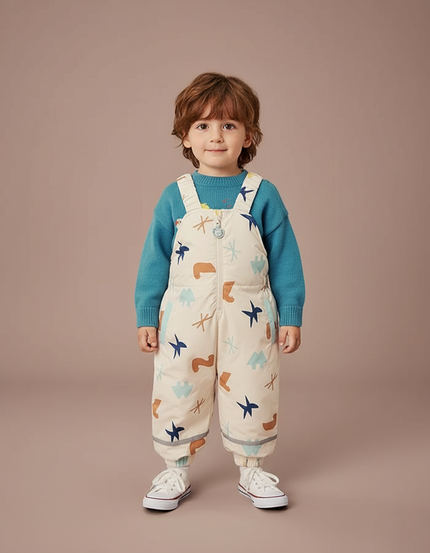 Pantalon Blanc Matelassé Enfant Imprimé Mignon Hiver - Polyester