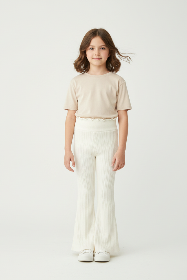 Pantalon Pattes D'éléphant Blanc - Maille