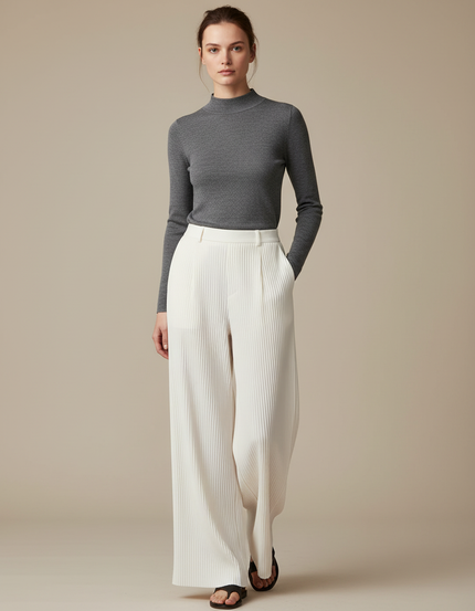 Pantalon Crepe Fluide Blanc - Polyester