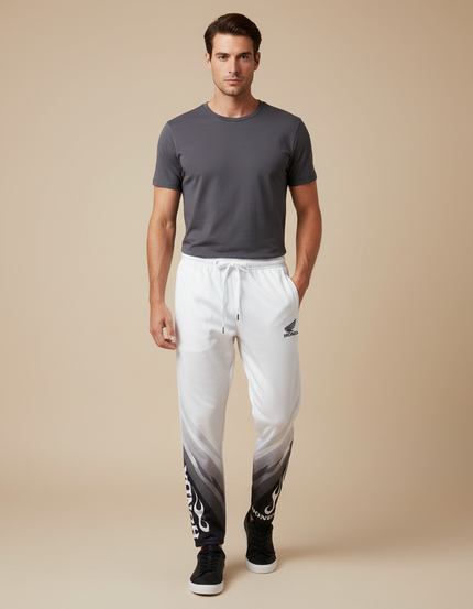 Pantalon Blanc Sportif Honda Racing Flammes Dégradées - Multicolore Polyester