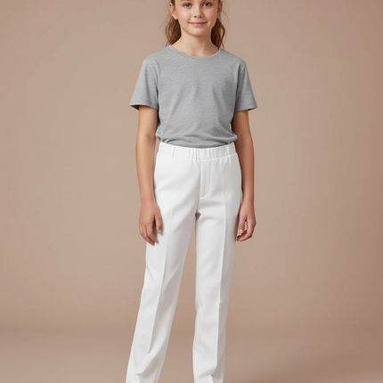Pantalon Blanc Droit Classique Simple Enfant - Gabardine