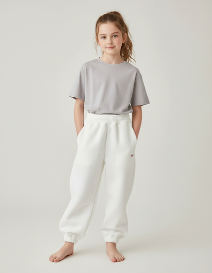 Pantalon Blanc Molletonné Ample Confortable Enfant