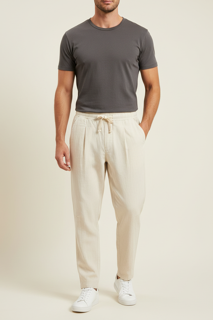 Pantalon Lin Blanc Cassé - Beige