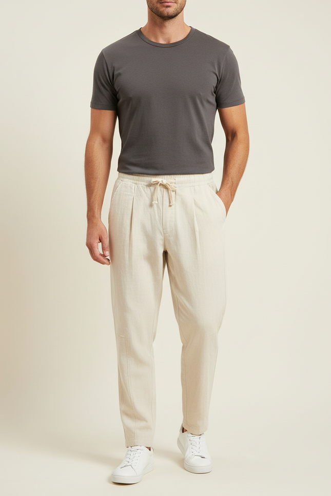 Pantalon Lin Blanc Cassé - Beige