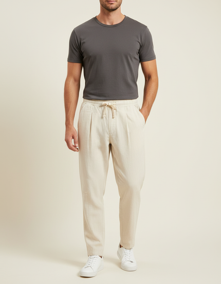 Pantalon Lin Blanc Cassé - Beige