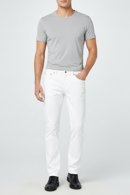 Pantalon Blanc Homme Droit Classique Décontracté Coton