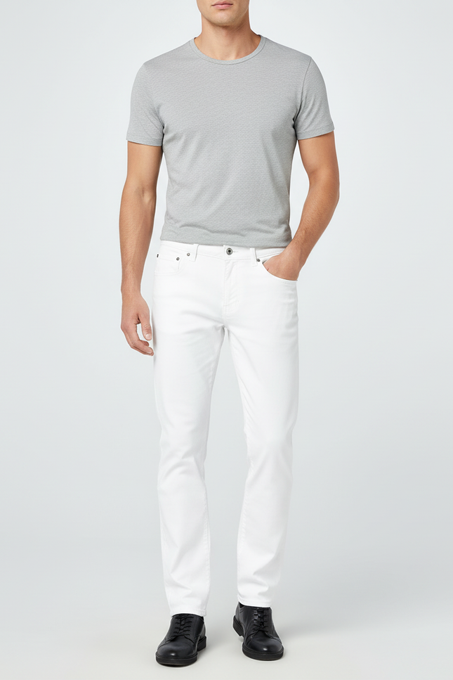 Pantalon Blanc Homme Droit Classique Décontracté Coton
