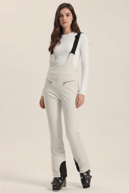 Pantalon Blanc Ski Bretelles Imperméable Femme - Polyester