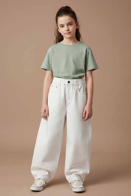 Pantalon Blanc Large Décontracté Enfant Jean