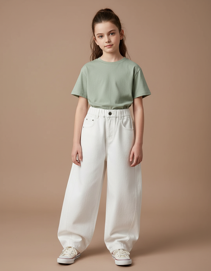 Pantalon Blanc Large Décontracté Enfant Jean