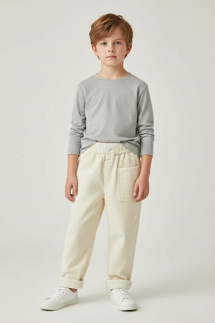 Pantalon Blanc 3b44 - Beige Cordé