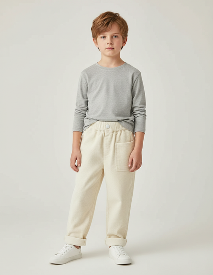 Pantalon Blanc 3b44 - Beige Cordé