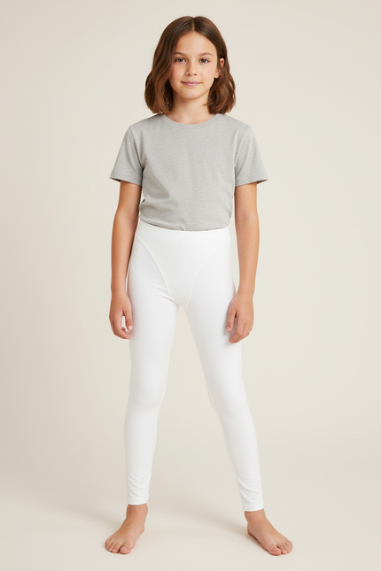 Pantalon Blanc Extensible Confortable Sport Fille - Polyester