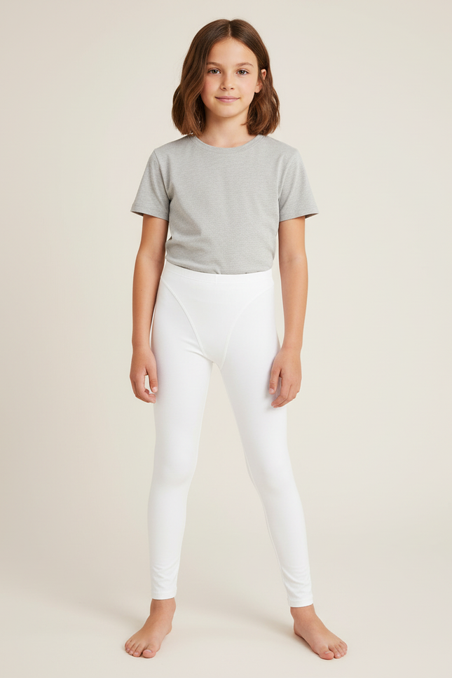 Pantalon Blanc Extensible Confortable Sport Fille - Polyester