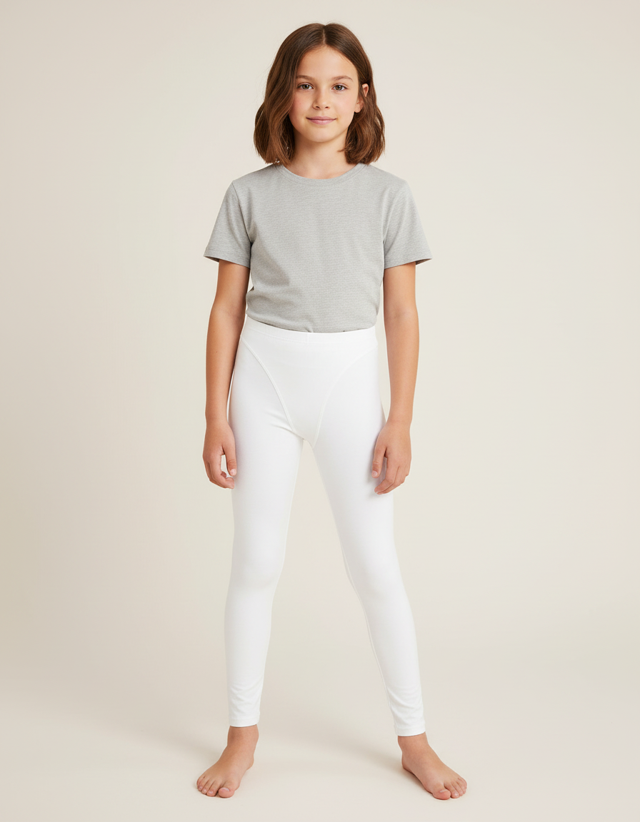 Pantalon Blanc Extensible Confortable Sport Fille - Polyester