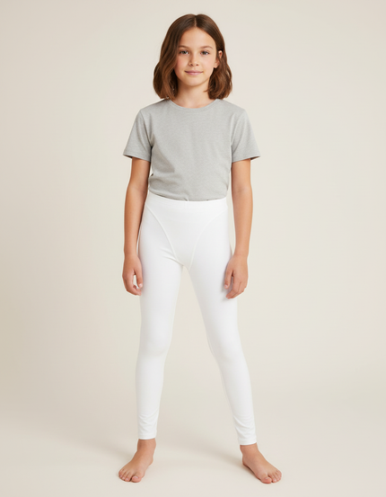 Pantalon Blanc Extensible Confortable Sport Fille - Polyester