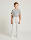 Pantalon Blanc Jeans Coupe Droite Décontracté Garçon