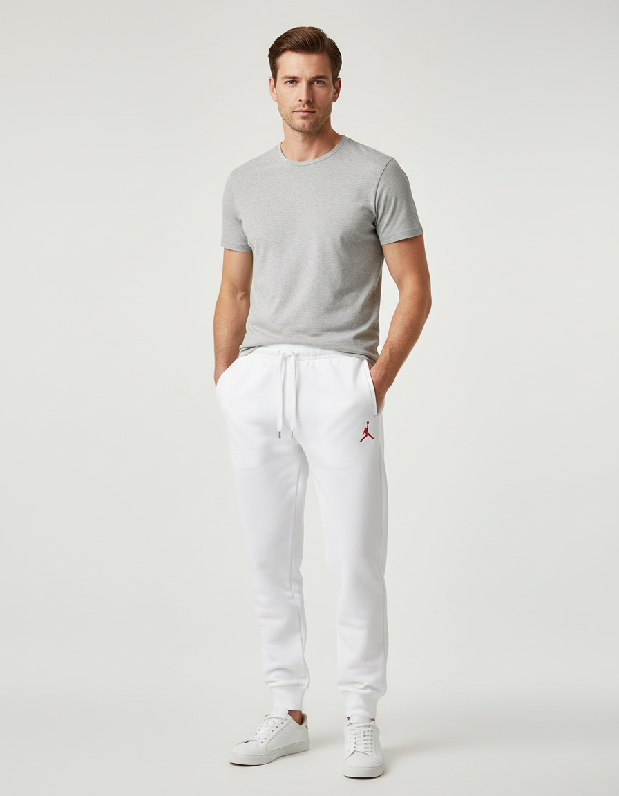 Pantalon Jogging Blanc Homme - Molleton