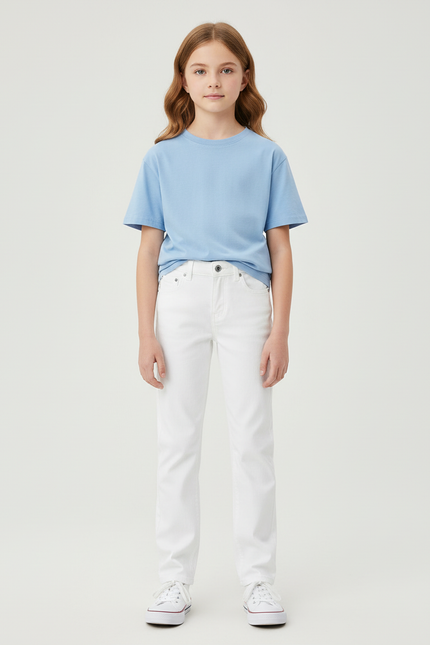 Pantalon Blanc Droit Slim Enfant Décontracté - Jean