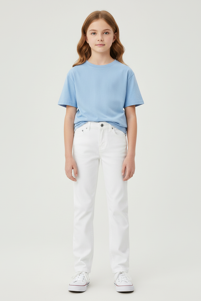 Pantalon Blanc Droit Slim Enfant Décontracté - Jean