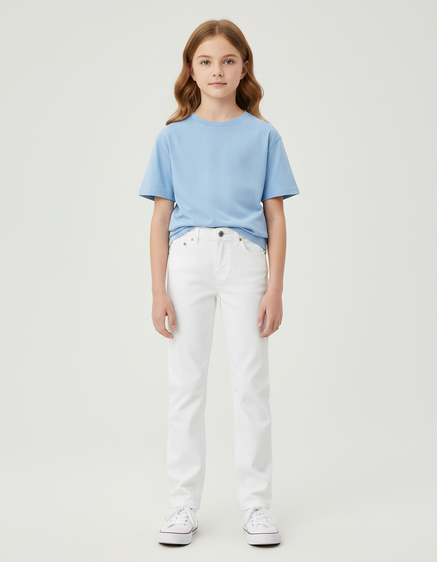 Pantalon Blanc Droit Slim Enfant Décontracté - Jean