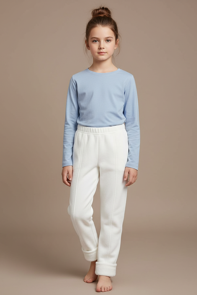 Pantalon Blanc Polaire Enfant Doux Confortable - Molleton