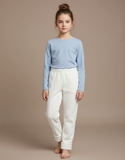 Pantalon Blanc Polaire Enfant Doux Confortable - Molleton