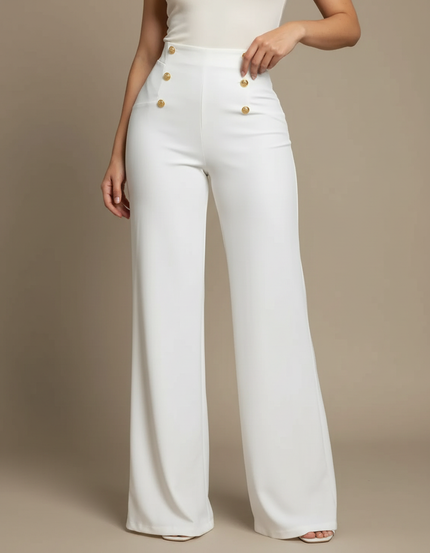 Pantalon Marin Blanc Femme - Polyester