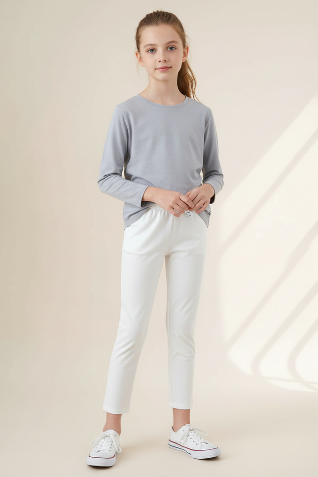 Pantalon Blanc Coton Doux Élastique Enfant Confortable