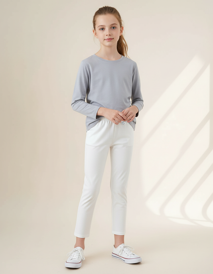 Pantalon Blanc Coton Doux Élastique Enfant Confortable
