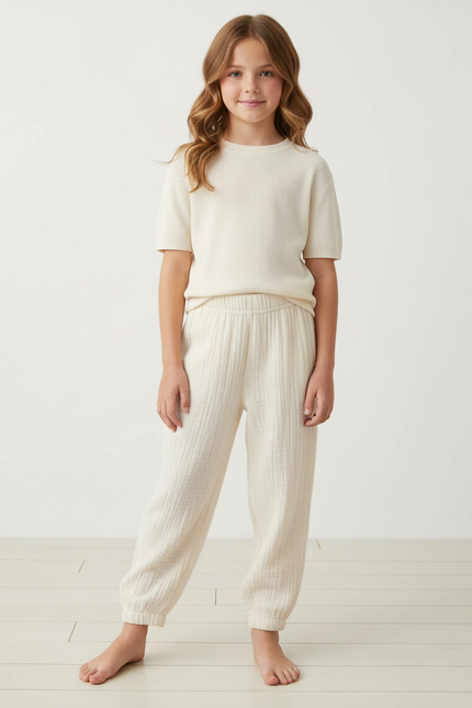 Pantalon Blanc 207e - Beige Cordé