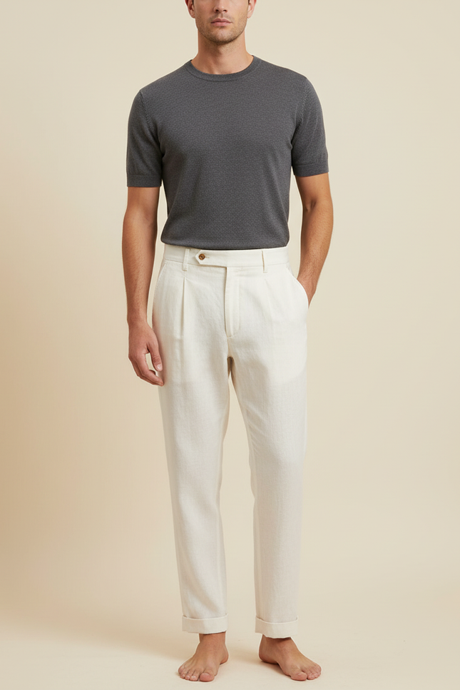 Pantalon Lin Blanc Pas Transparent