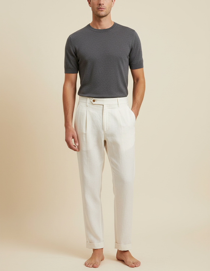 Pantalon Lin Blanc Pas Transparent