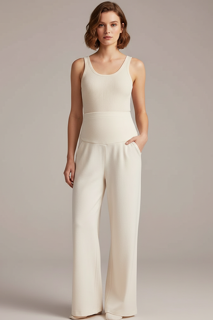 Pantalon Blanc Femme Enceinte - Molleton