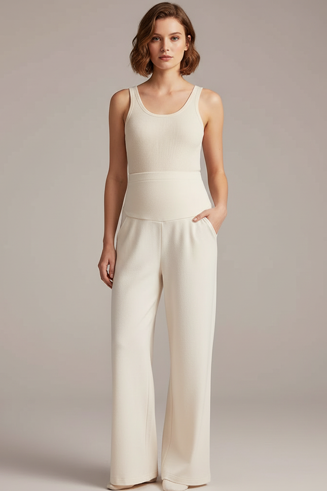 Pantalon Blanc Femme Enceinte - Molleton