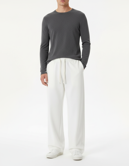 Pantalon Blanc Ample Droit Cordon Décontracté Homme - Molleton