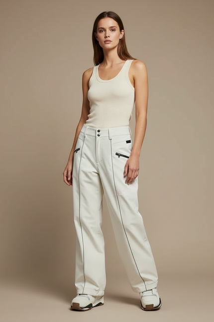 Pantalon Blanc Imperméable Hiver Ski Snowboard Femme - Polyester