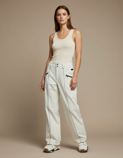 Pantalon Blanc Imperméable Hiver Ski Snowboard Femme - Polyester